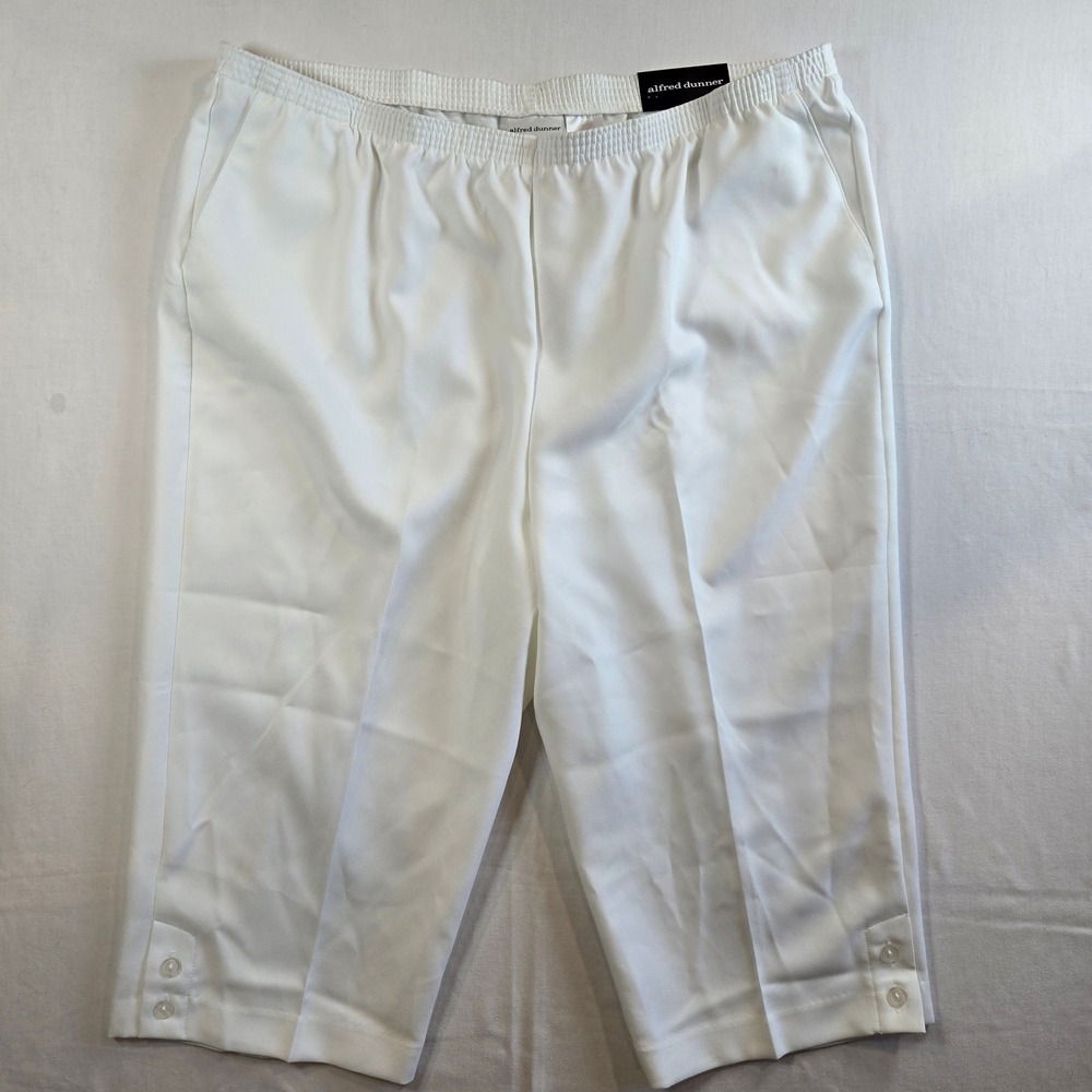 NEW Alfred Dunner‎ Capri Pants Size 24W Classic Fit Comfort Waist White Classic